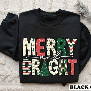 Merry And Bright Sweatshirt Christmas Sweatshirt Family Christmas Sweatshirt 99